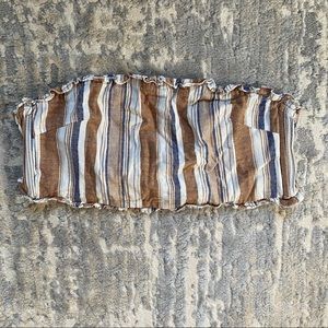 Cotton On Adjustable Tube Top! Tan, blue, and cream stripes